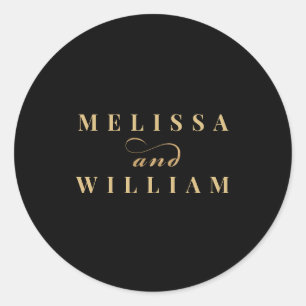 Elegant Modern Gold Black Wedding Classic Round Sticker