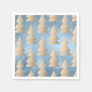 Elegant modern gold & blue Christmas tree pattern Napkin