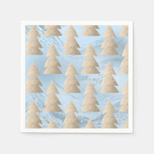 Elegant modern gold & blue Christmas tree pattern Napkin