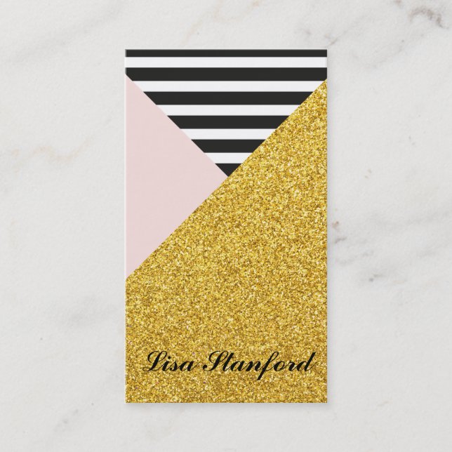 Elegant Modern Gold, Blush pink business card (Front)