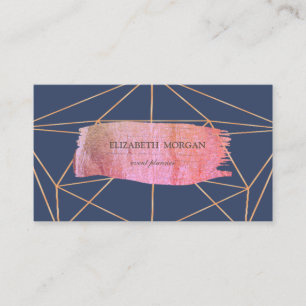 Elegant Modern Gold Brush Stroke Geometric,Blue Business Card