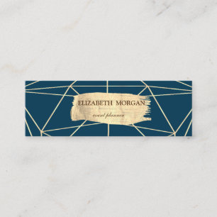 Elegant Modern Gold Brush Stroke Geometric Mini Business Card
