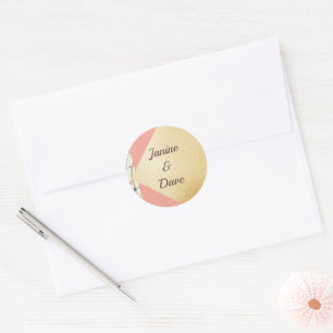 Elegant Modern Gold Brush Wedding  Classic Round Sticker