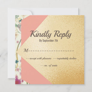 Elegant Modern Gold Brush Wedding RSVP Card