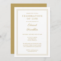Elegant Modern Gold Celebration Of Life Funeral