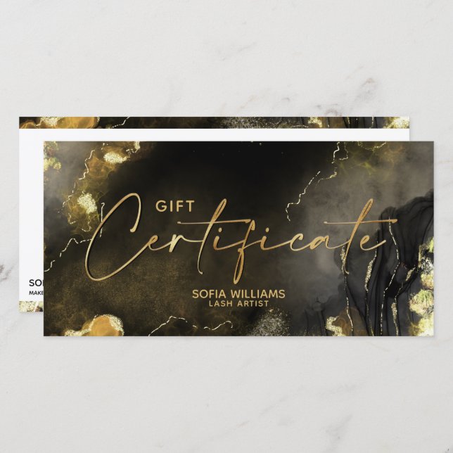 Elegant modern gold Certificate Gift Card (Front/Back)
