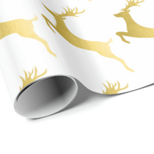 Elegant Modern Gold Christmas Reindeer Pattern Wrapping Paper