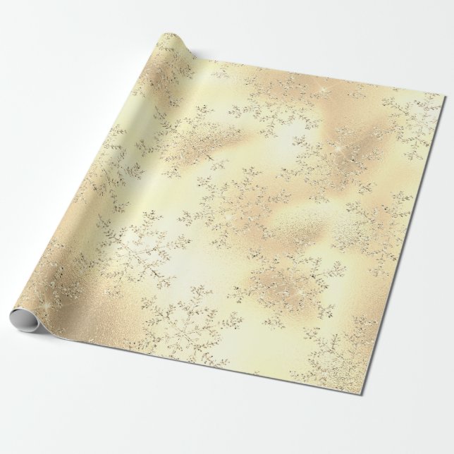 Elegant Modern Gold Christmas Snowflake Pattern Wrapping Paper (Unrolled)