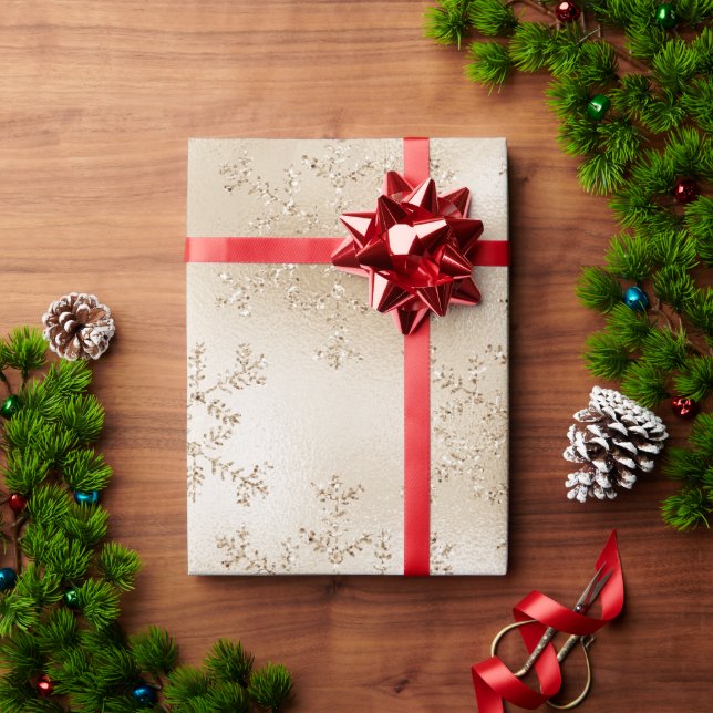 Elegant Modern Gold Christmas Snowflake Pattern Wrapping Paper (Holiday Gift)