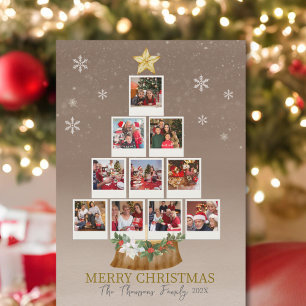 Elegant Modern Gold Christmas Tree Family Photo Card