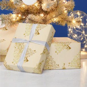 Elegant Modern Gold Christmas Tree Pattern Wrapping Paper
