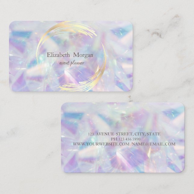 Elegant Modern Gold Circle Colourful Opal Business Card (Front/Back)
