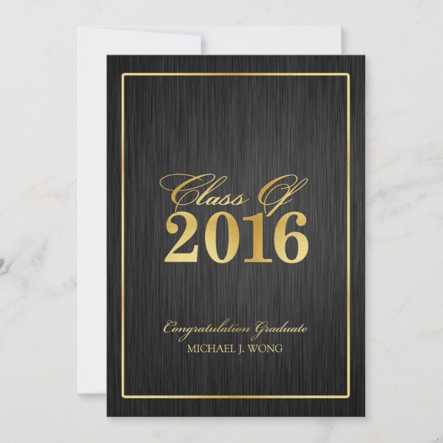 Elegant Modern Gold Class of 2016 Graduation Invitation (Front)