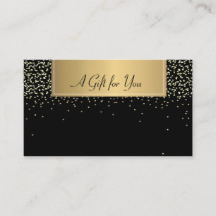 Elegant Modern, Gold Confetti Black Discount Card