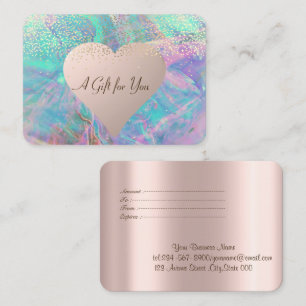 Elegant Modern Gold Confetti,Rose Gold Heart Opal Discount Card