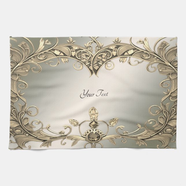 Elegant Modern Gold Decorative Kitchen Towels (Horizontal)