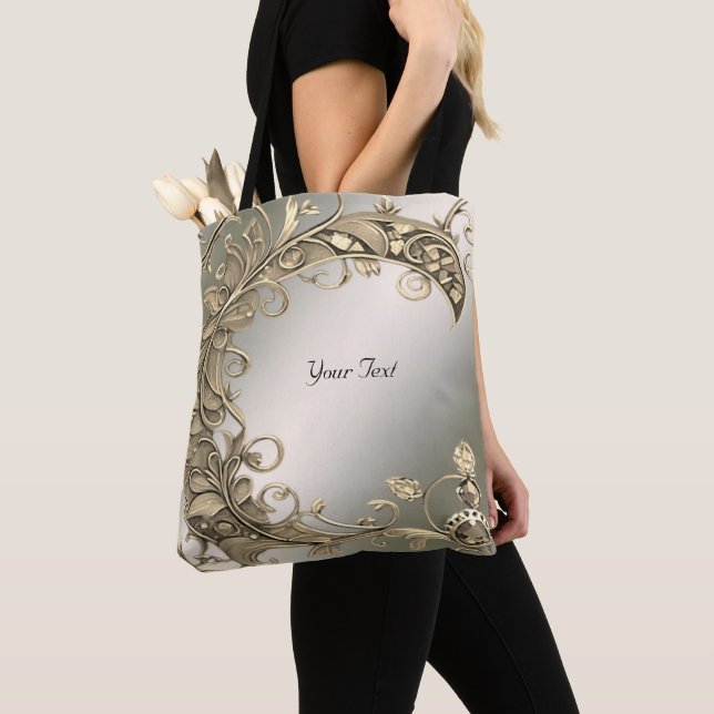 Elegant Modern Gold Decorative Tote Bag (Close Up)
