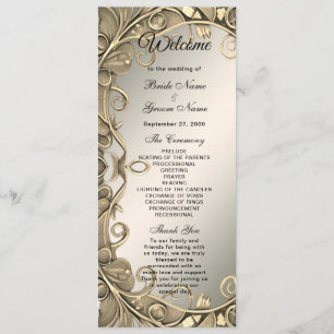 Elegant Modern Gold Decorative Wedding Program Programme