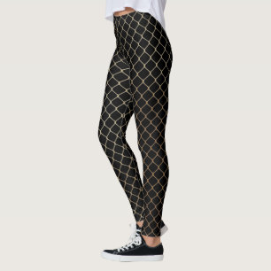 Elegant Modern Gold Fence Chain Pattern Leggings