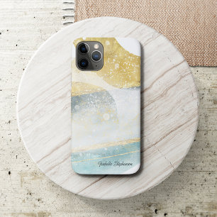 Elegant Modern Gold Foil and Teal Abstract Case-Mate iPhone Case