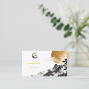 Elegant Modern Gold Foil Mountains Business Card