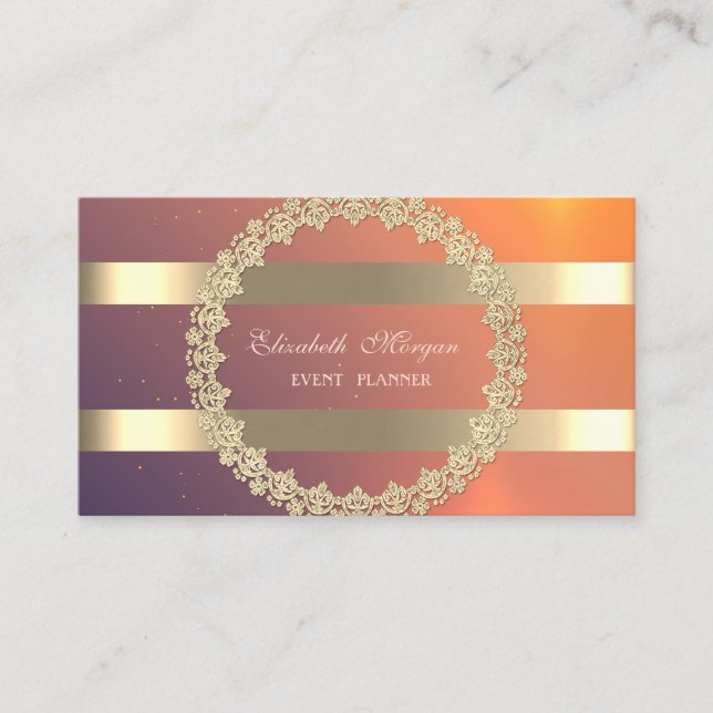 Elegant Modern,Gold Frame Stripe Business Card (Front)