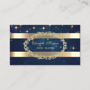 Elegant Modern,Gold Frame Striped Stars Business Card