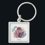 Elegant Modern Gold Geometric and Leaf Photo Key Ring<br><div class="desc">Modern and elegant gold geometric and leaf frame for one of your favourite photos.</div>