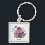 Elegant Modern Gold Geometric and Leaf Photo Key Ring<br><div class="desc">Modern and elegant gold geometric and leaf frame for one of your favourite photos.</div>