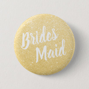 Elegant & modern  gold glitter bridesmaid wedding 6 cm round badge