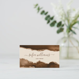 Elegant Modern Gold Glitter Brown Agate Business C Card