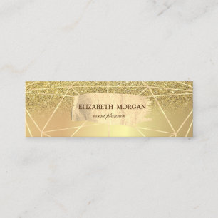 Elegant Modern Gold Glitter Brush Stroke Geometric Mini Business Card