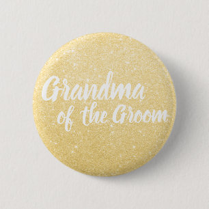 Elegant & modern gold glitter grandma of the groom 6 cm round badge