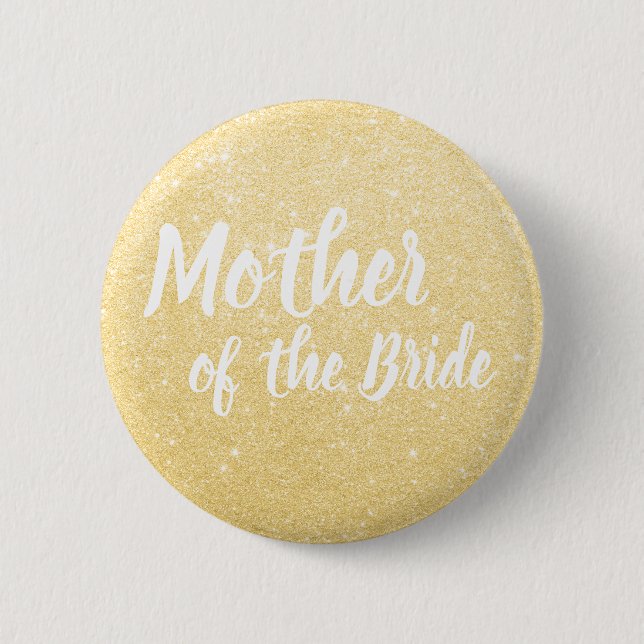Elegant & modern gold glitter mother of the bride 6 cm round badge (Front)