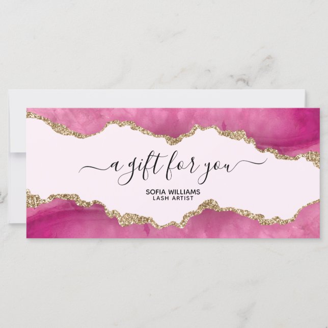 Elegant Modern Gold Glitter Pink Agate (Front)