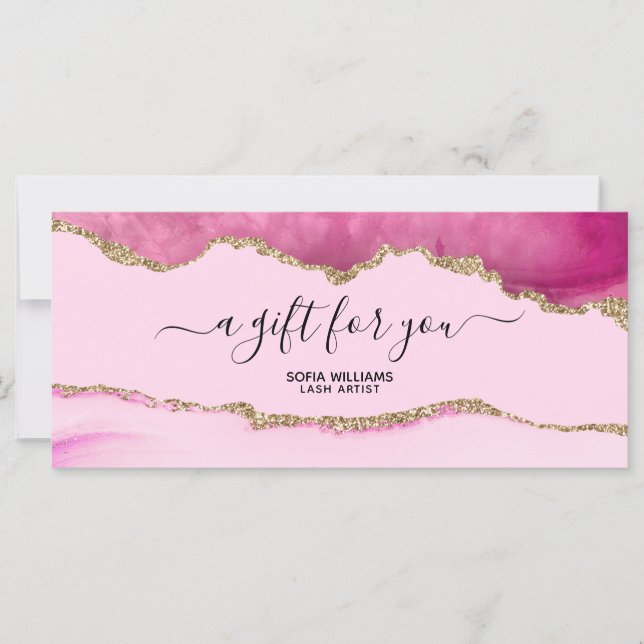 Elegant Modern Gold Glitter Pink Agate (Front)