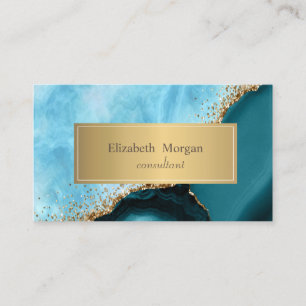 Elegant Modern Gold Glitter Turquoise Marble Business Card