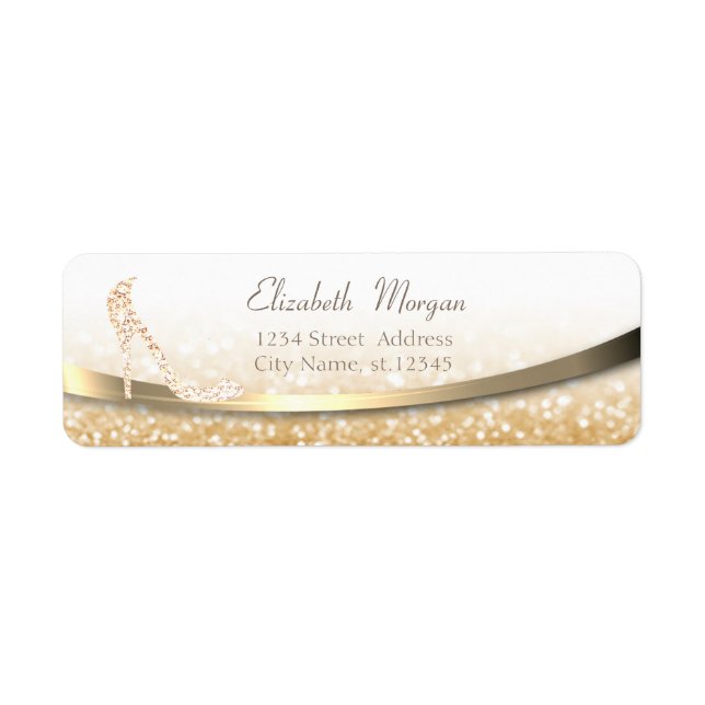 Elegant Modern Gold  Glittery Bokeh,High Heels (Front)