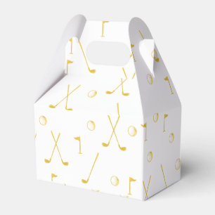 Elegant Modern Gold Golf Pattern Golfer White  Favour Box