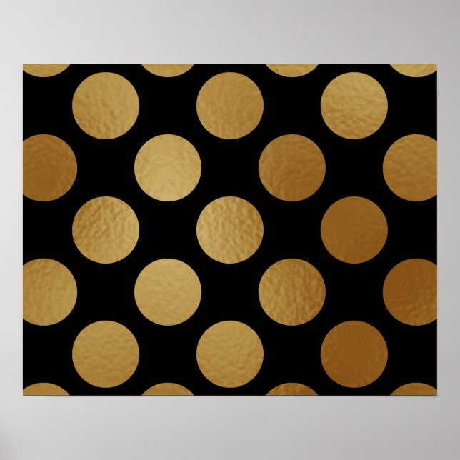 Elegant Modern Gold Gradient Polka Dots Pattern | Poster (Front)