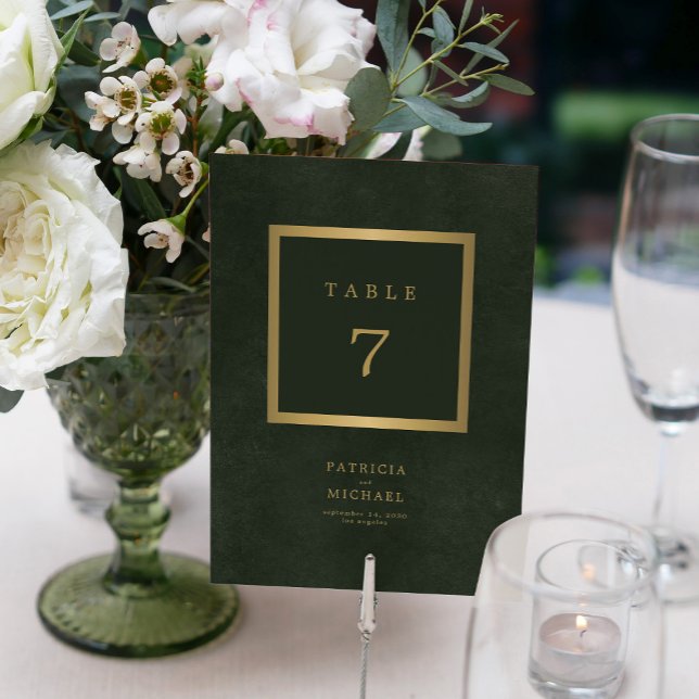 Elegant modern gold green wedding table number (Creator Uploaded)