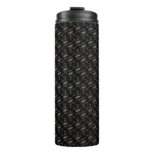 Elegant Modern Gold Hearts and Keys Pattern Thermal Tumbler