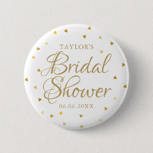 Elegant Modern Gold Hearts Bridal Shower 6 Cm Round Badge