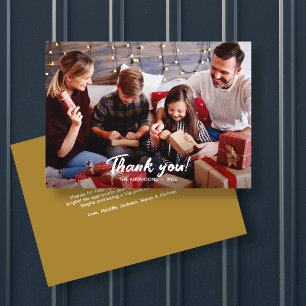 Elegant Modern Gold Holiday Photo Thank You Card