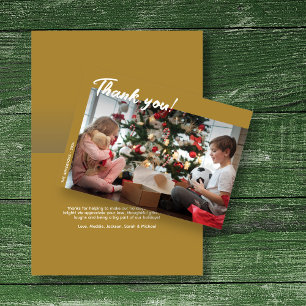 Elegant Modern Gold Holiday Photo Thank You Card