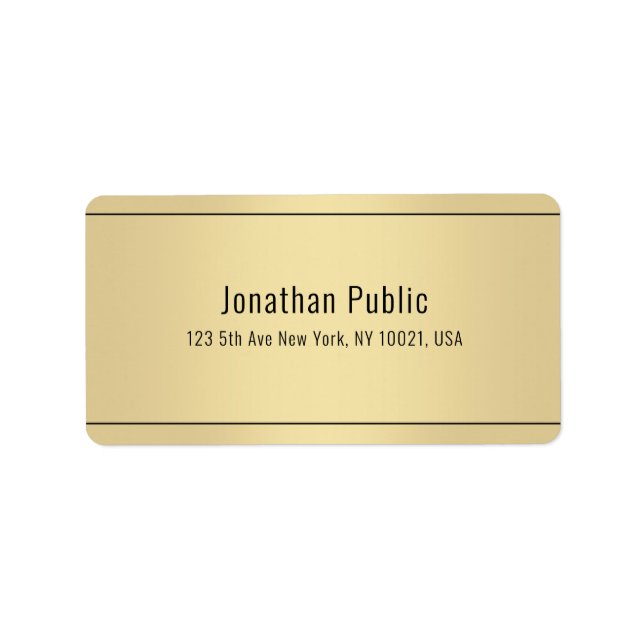 Elegant Modern Gold Look Simple Template Address Label (Front)
