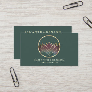 Elegant Modern Gold Lotus Logo Stylish Copper Business Card