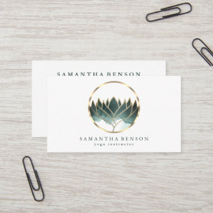 Elegant Modern Gold Lotus Logo Stylish Copper  Business Card