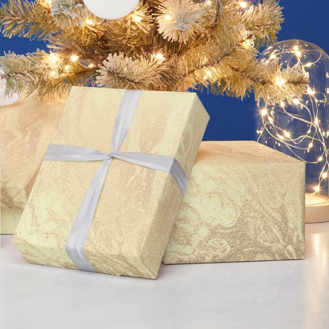 Elegant modern gold marble glitter wrapping paper (Holidays)