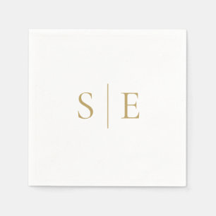 Elegant Modern Gold Monogram Minimalist Napkin